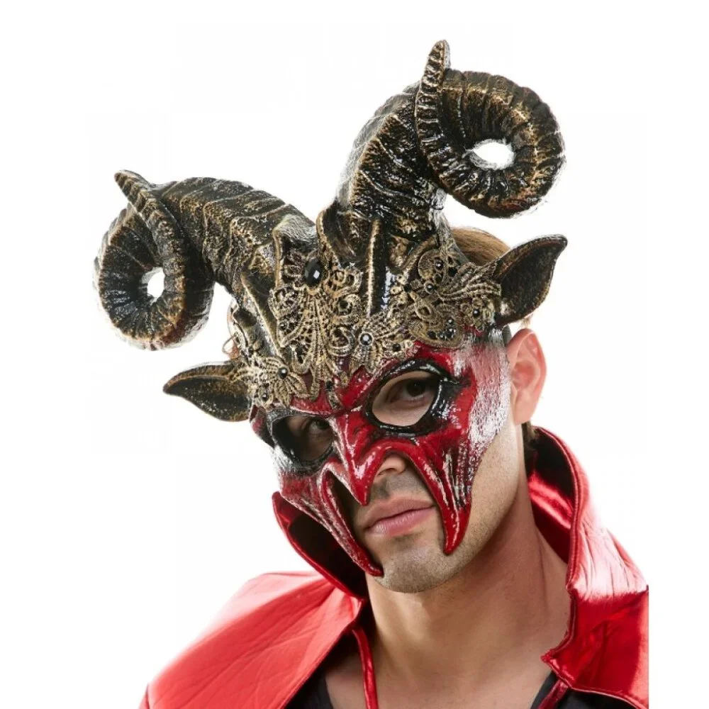 Krampus Ram Goat Demon with Horns Devil Halloween Masquerade Masks Party
